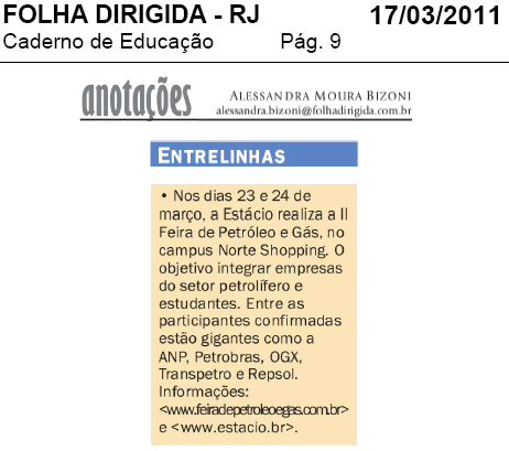 Folha Dirigida RJ — Caderno de Educação (17/03/2011)