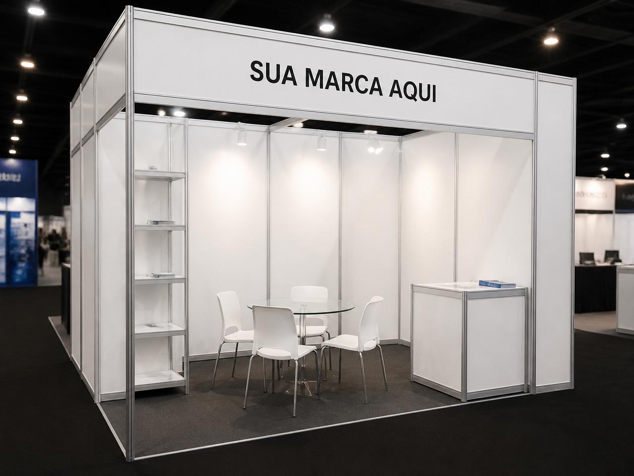 Stand básico Octanorm branco com testeira